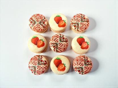 Strawberry Garden Delight French Macarons