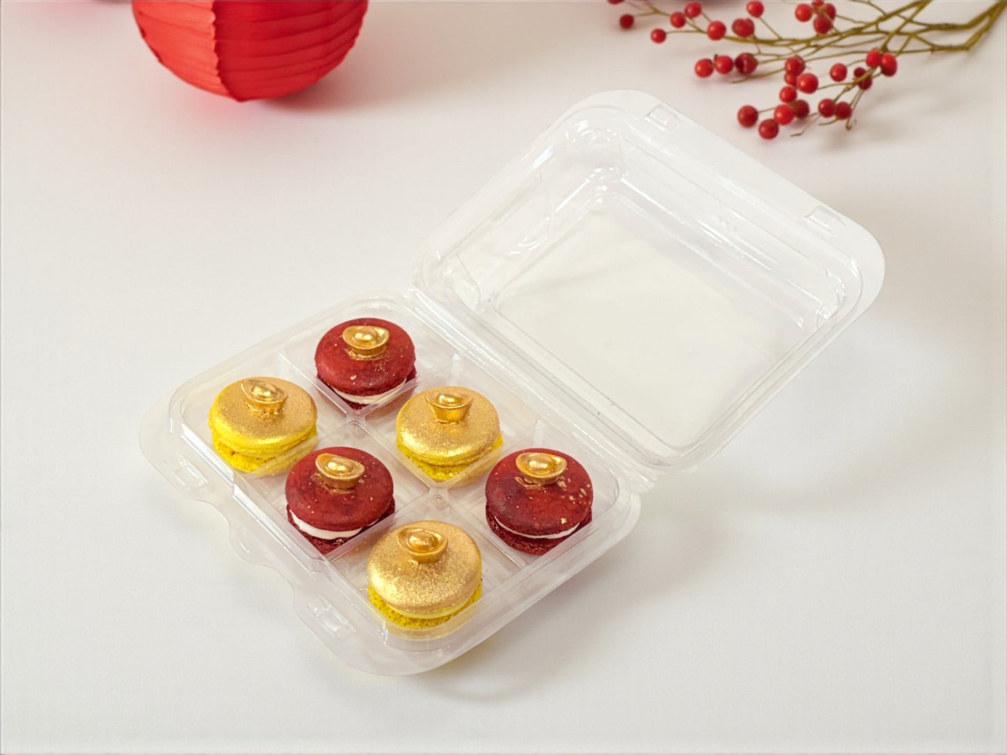 Harmony of Luck Macarons | Red & Gold Ingot Dessert Box for All Celebrations