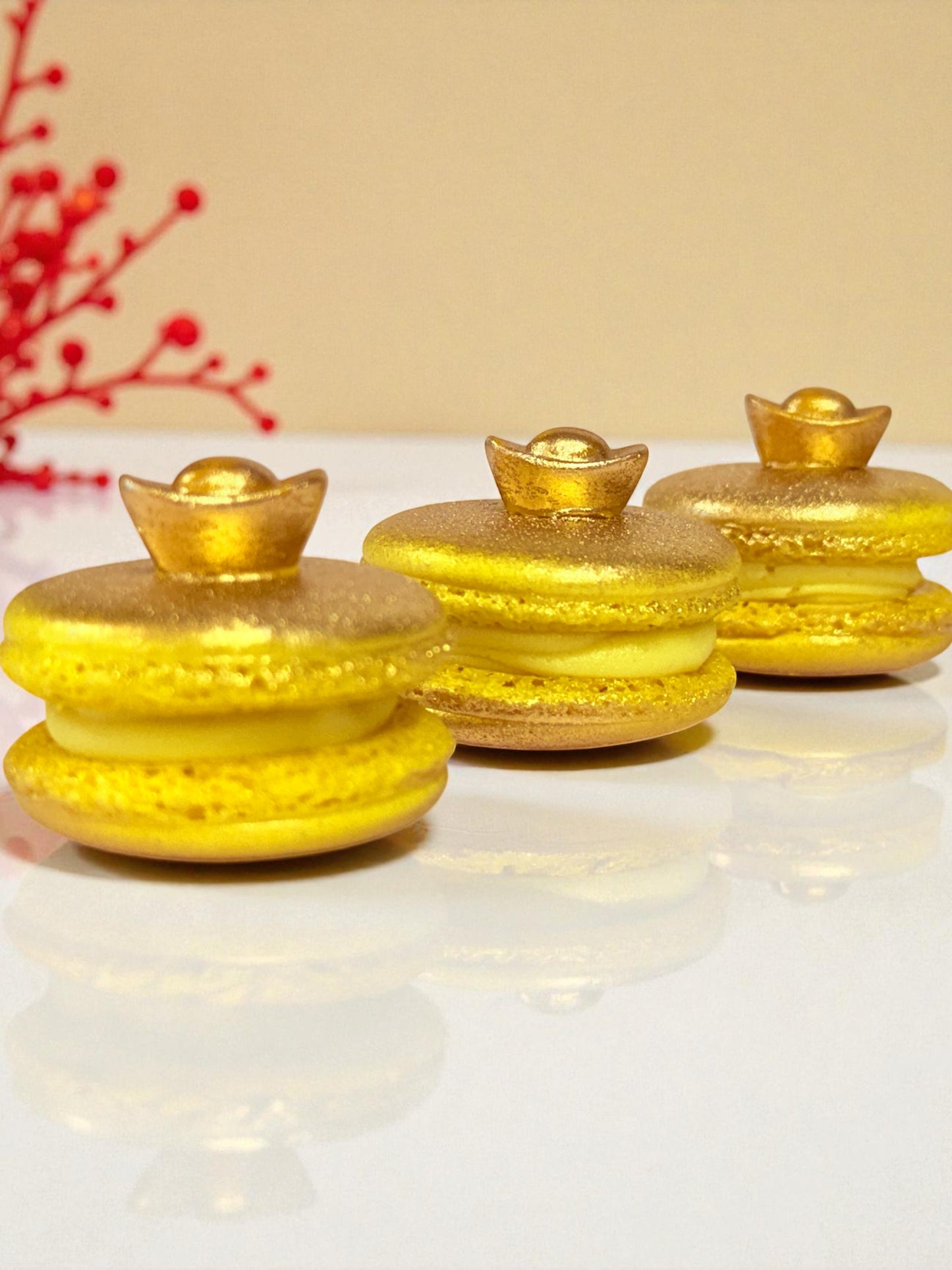 Golden Fortune Macarons | Luxury Gold Ingot French Macarons for Prosperity & Celebration