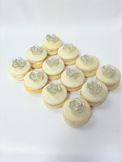 Silver Bloom Macarons | Hand-Crafted Rose Charm Set