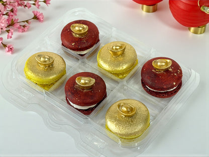 Harmony of Luck Macarons | Red & Gold Ingot Dessert Box for All Celebrations