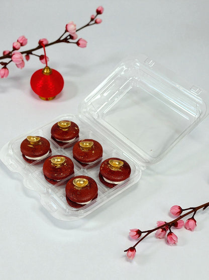 Red Prosperity Gold Ingot Macarons | French Macarons for Luck, Love & Celebration
