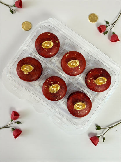 Red Prosperity Gold Ingot Macarons | French Macarons for Luck, Love & Celebration