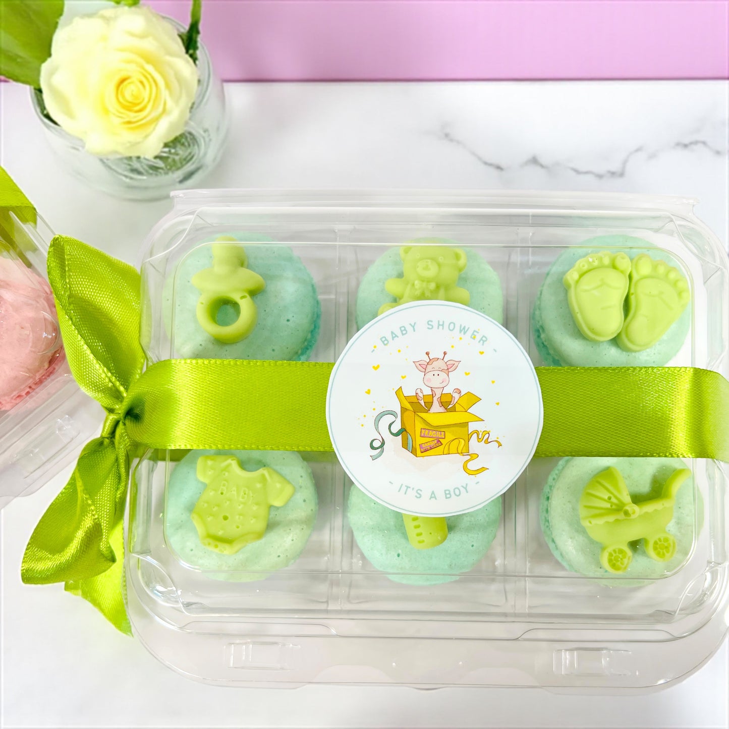 Sweet Arrival Boy Macaron Set – Customizable Flavors