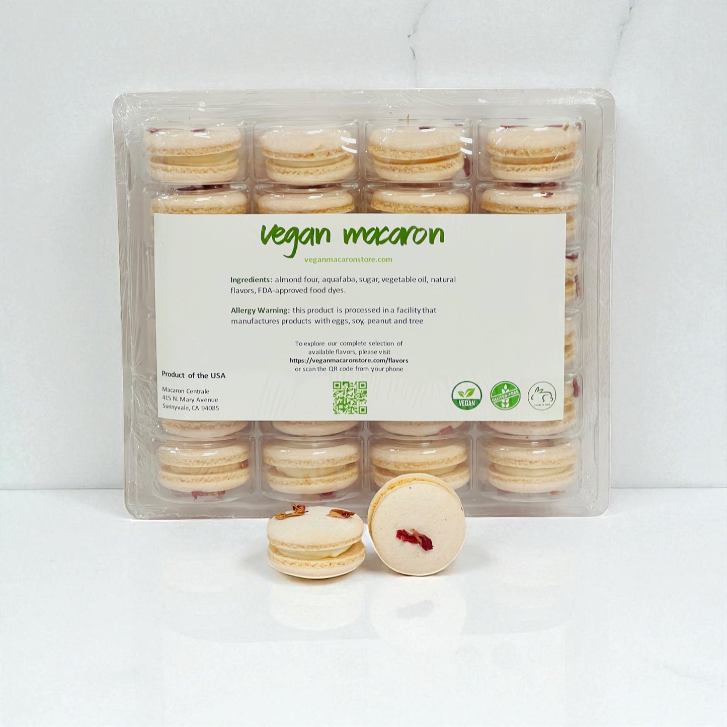 🌸 Naturally Vegan Rosewater Macarons – 24 or 48 Pack
