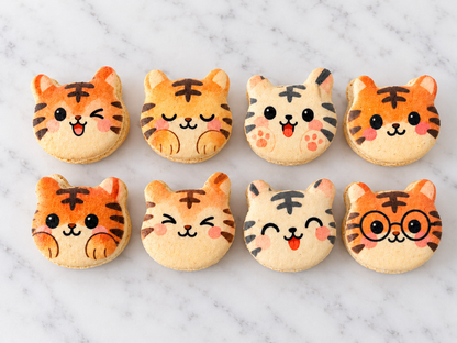 Little Roar Tiger French Macarons | Cute Kawaii Cat-Shaped Macaron Gift Box
