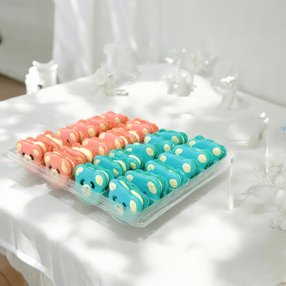 Adorable Bear Macarons - Customizable Blue, Pink, or Mixed Bear Faces - Available in 12, 24, or 48 Packs - Macaron CentraleBlue Bear12 Pack