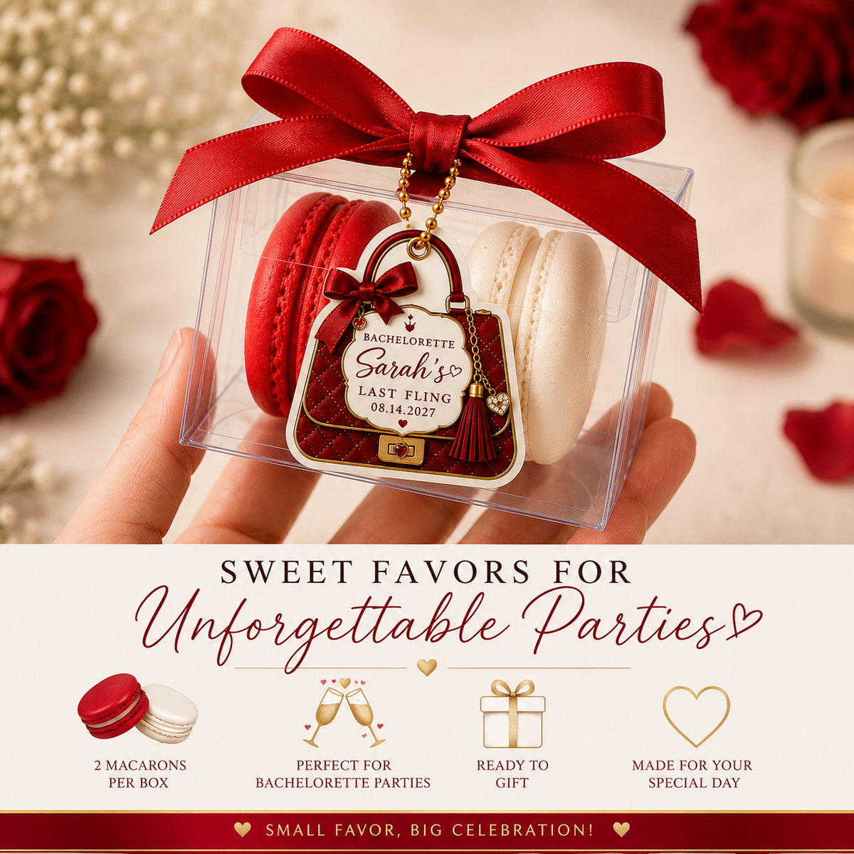 Last Fling Luxe French Macaron Favors | 2 Macaron Favor