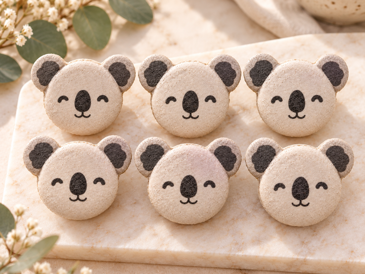 Koala Macarons – Cute Animal Macaron Gift, Baby Shower Cookies, Koala Birthday Treats, Woodland Party Dessert, Custom French Macarons