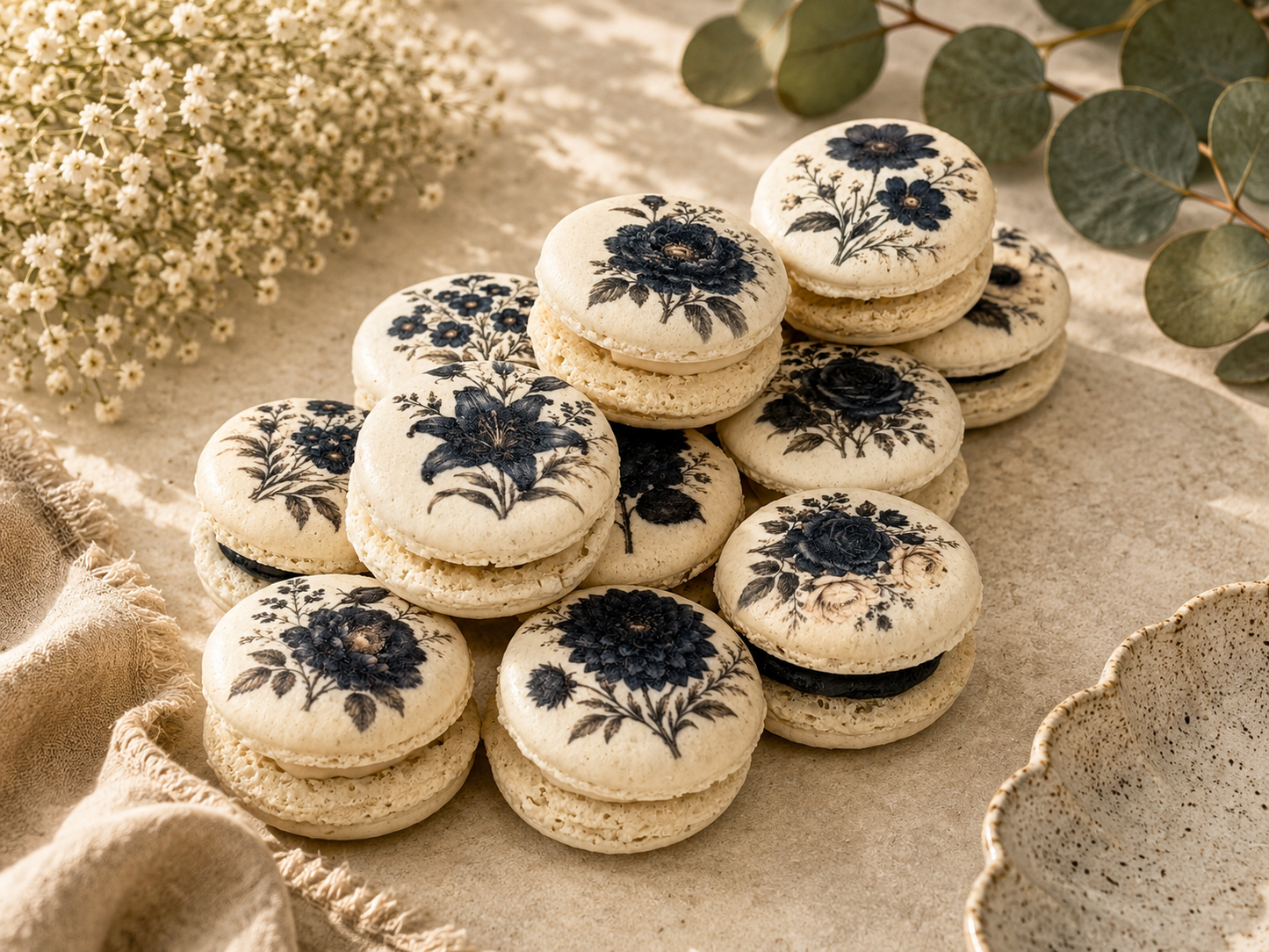 Midnight Botanica French Macaron Set