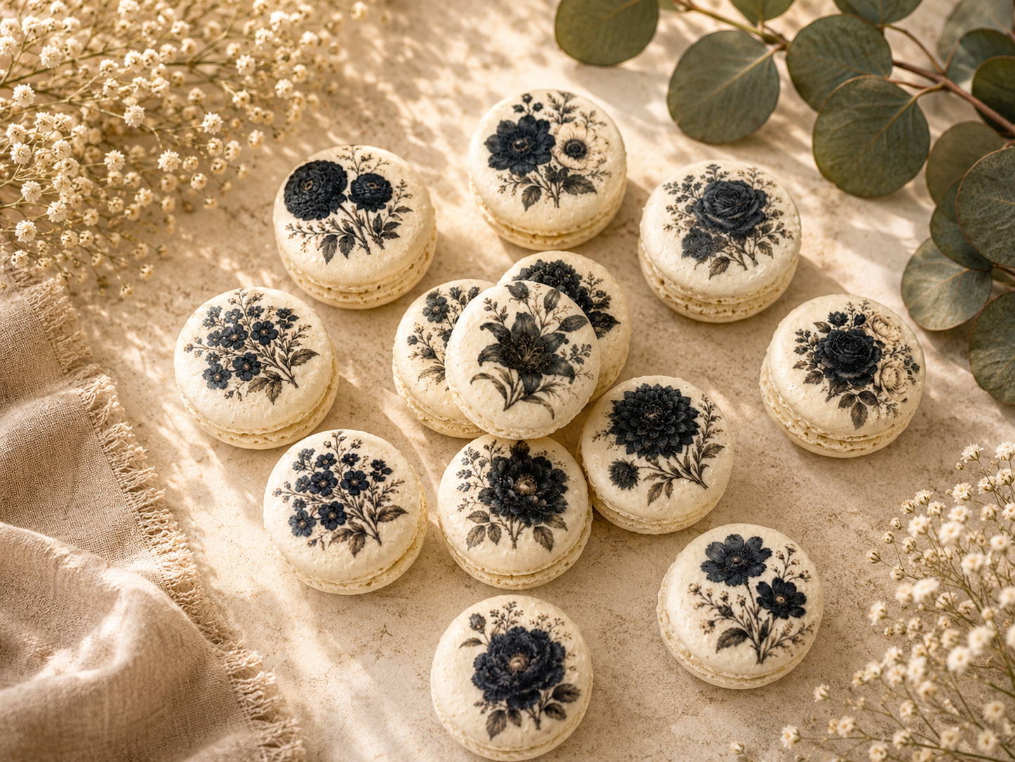 Midnight Botanica French Macaron Set