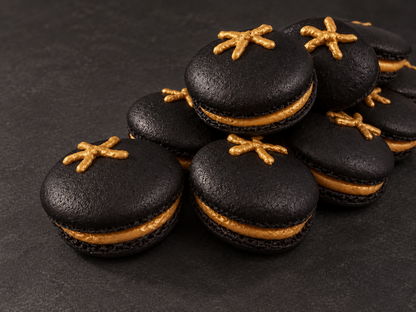 Gilded Midnight Tomato Macarons