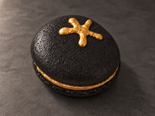 Gilded Midnight Tomato Macarons