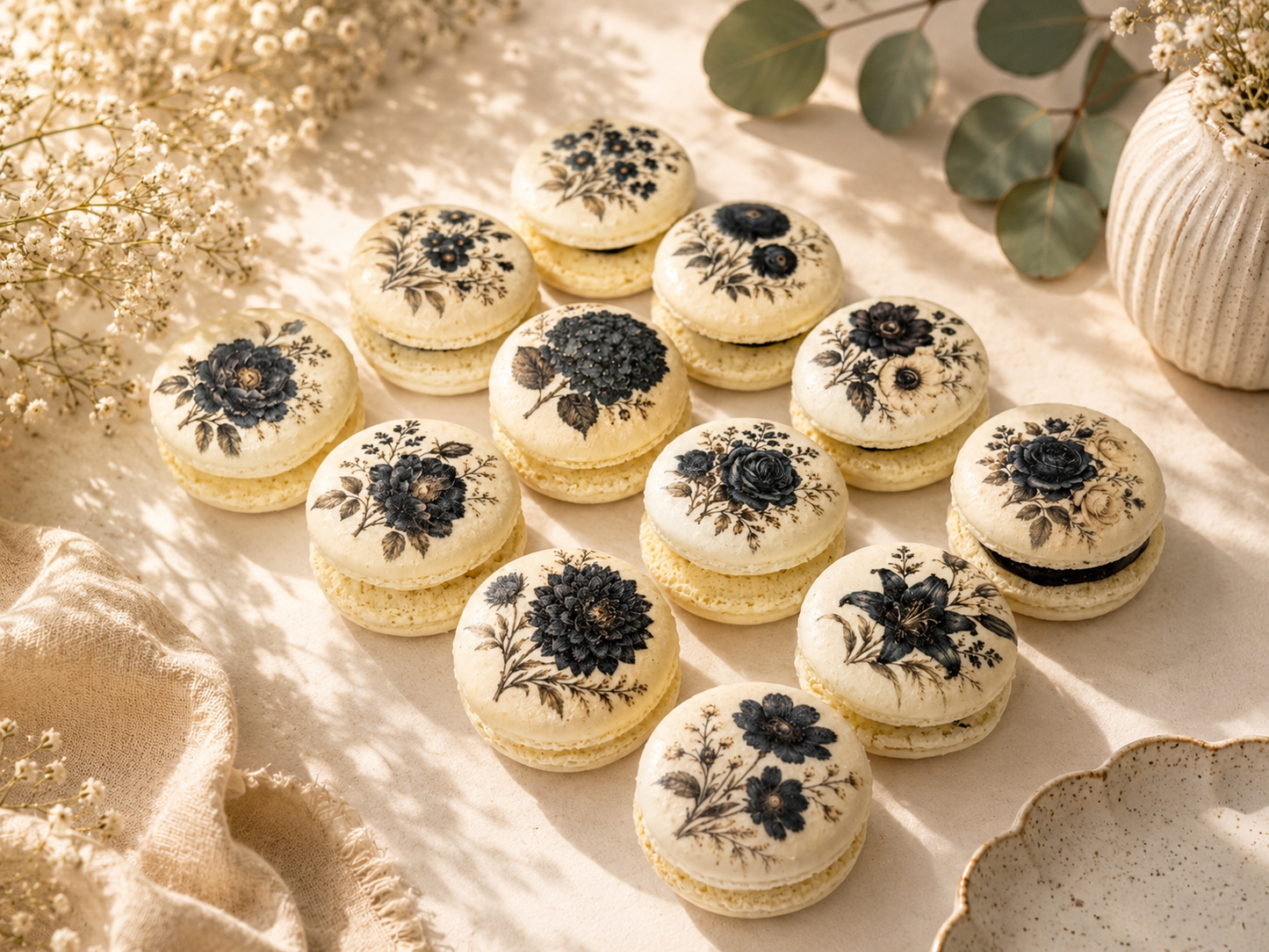 Midnight Botanica French Macaron Set