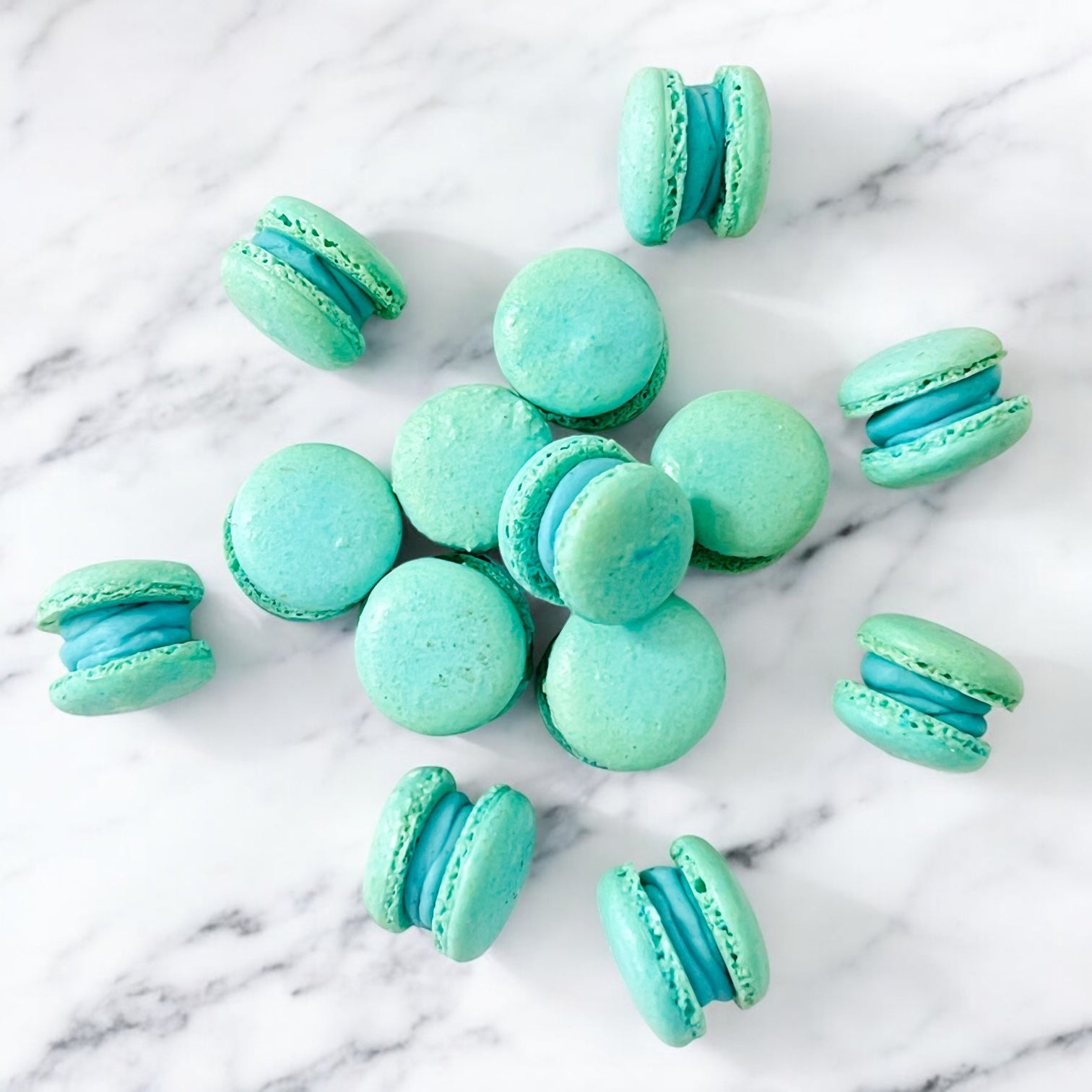 Blueberry (Light Blue) Mini Macarons - Perfect for Decorating Cupcakes, Cakes, Ice Cream, and More! (Copy) - Macaron Centrale16 Pack
