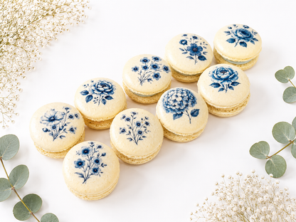 Blue Flower French Macaron Set