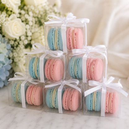 Personalized 2 Macaron Party Favor Clear Box.