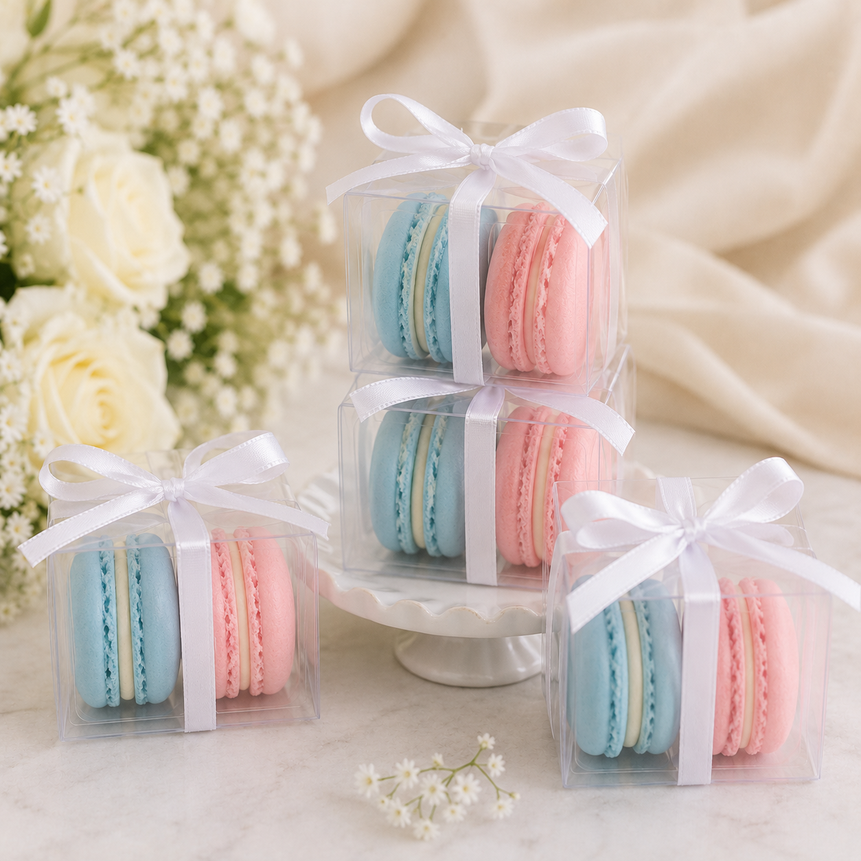 Personalized 2 Macaron Party Favor Clear Box.