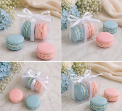 Personalized 2 Macaron Party Favor Clear Box.