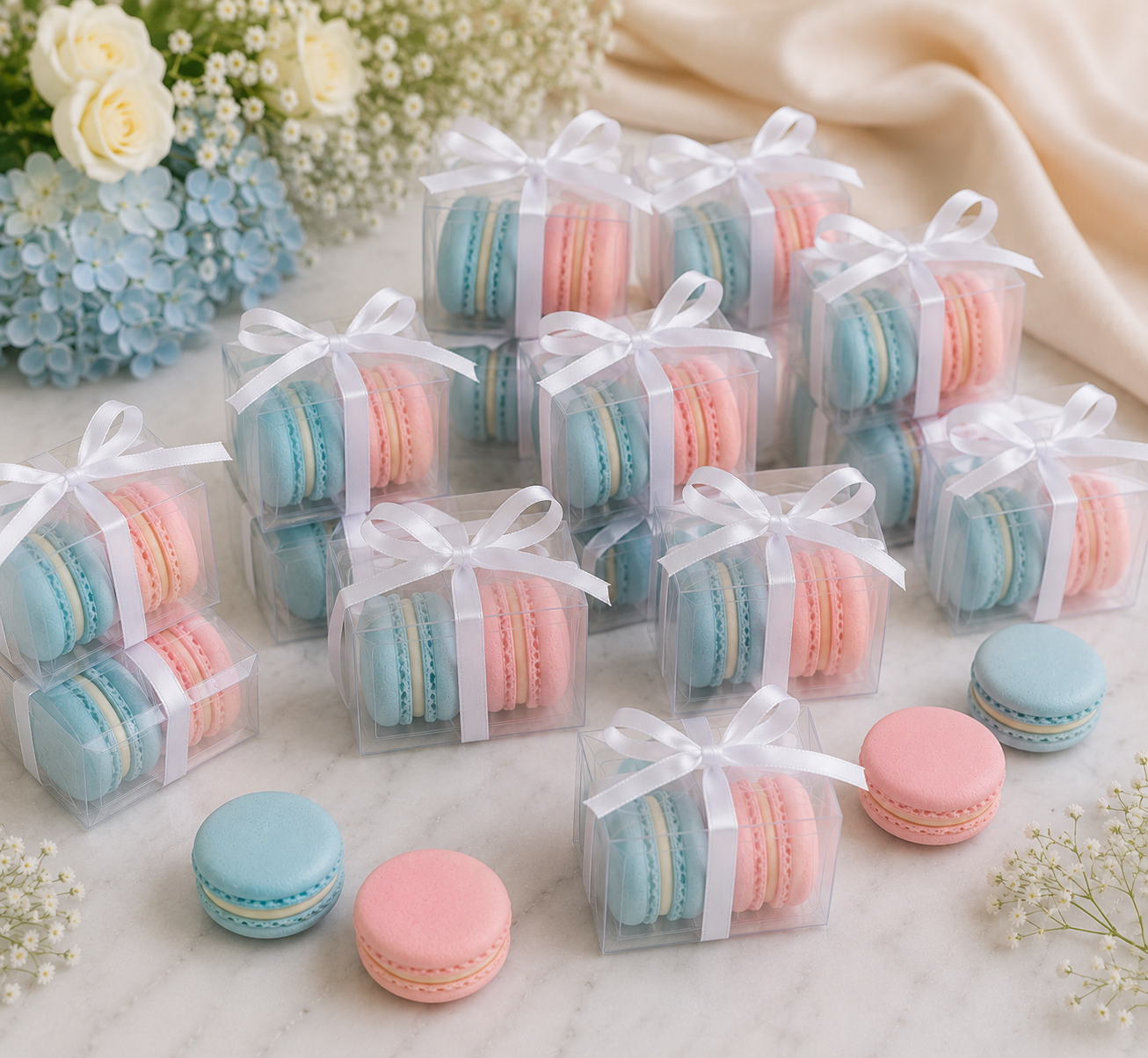 Personalized 2 Macaron Party Favor Clear Box.