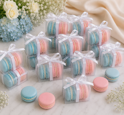 Personalized 2 Macaron Party Favor Clear Box.