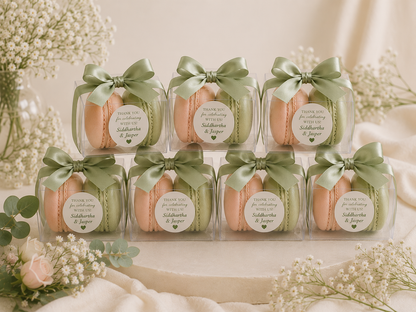 Blush & Sage Wedding Favor Macaron Gift Boxes