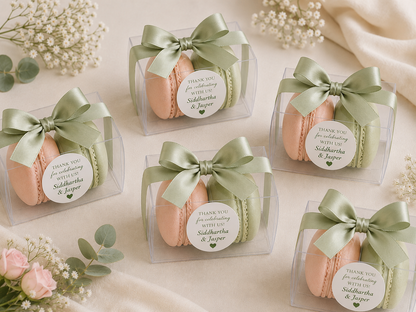 Blush & Sage Wedding Favor Macaron Gift Boxes