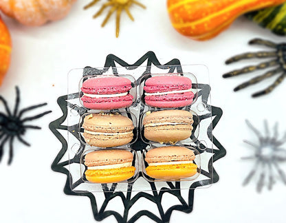 Boo! 6 French Macaron Value Pack | Cranberry Sauce, Chai Latte, Chocolate Hazelnut Buttercream Macarons - Macaron Centrale