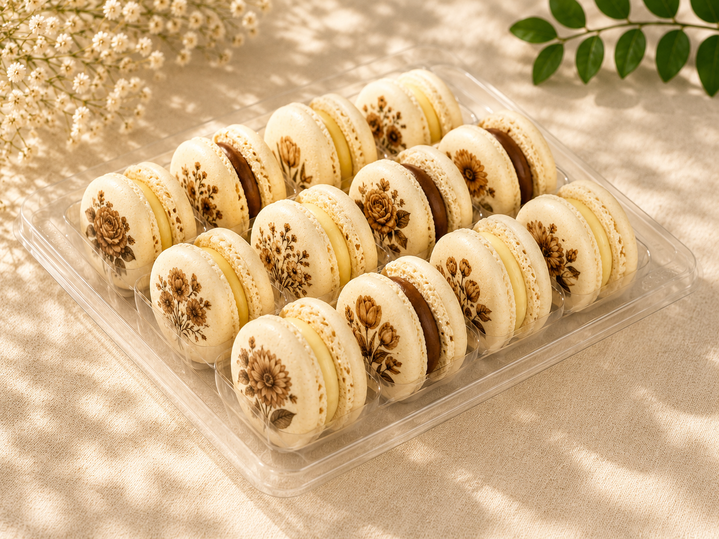 Brown Flower French Macaron Set
