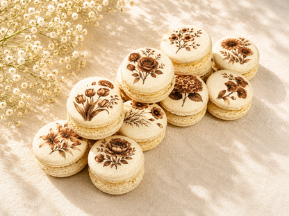 Brown Flower French Macaron Set