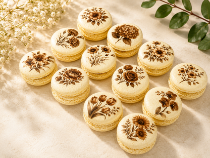 Brown Flower French Macaron Set