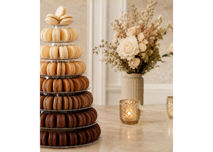 Brown Ombre Macaron Tower | Wedding Dessert Tower | Macaron Display for Weddings, Showers & Elegant Events