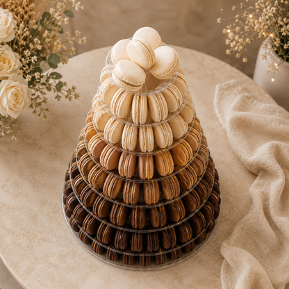 Brown Ombre Macaron Tower | Wedding Dessert Tower | Macaron Display for Weddings, Showers & Elegant Events