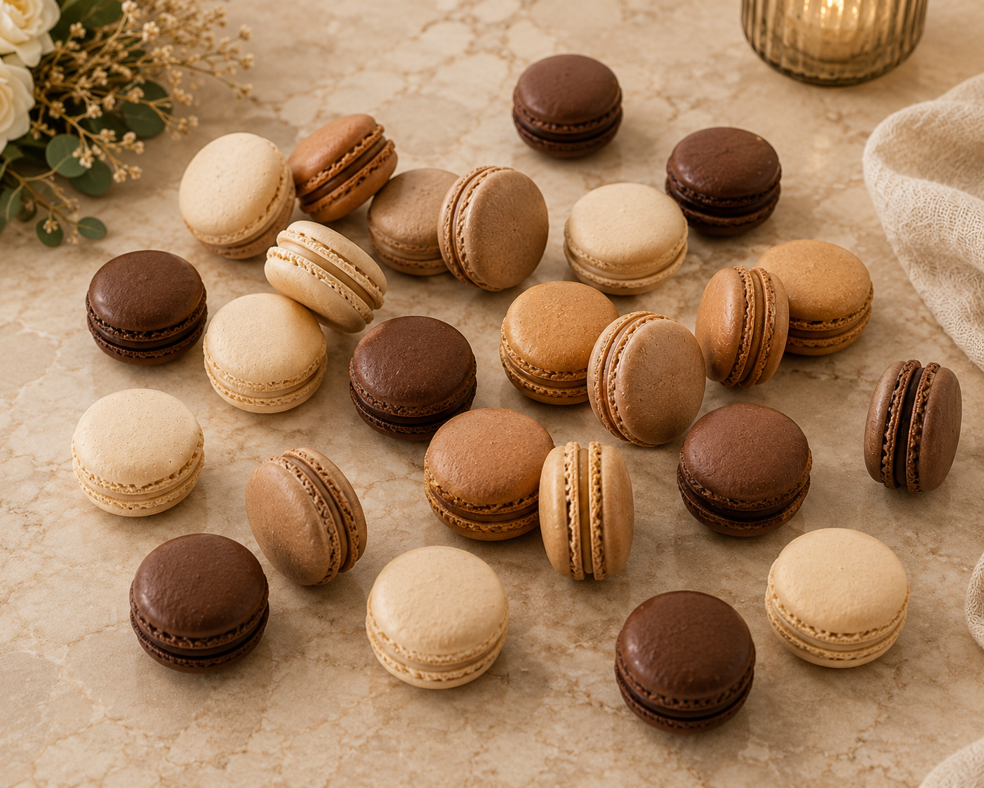 Brown Ombre Macaron Tower | Wedding Dessert Tower | Macaron Display for Weddings, Showers & Elegant Events