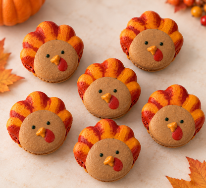 Thanksgiving Turkey Macarons | Cute Thanksgiving Desserts | Friendsgiving Treats | Fall Party Favors | Handmade French Macarons