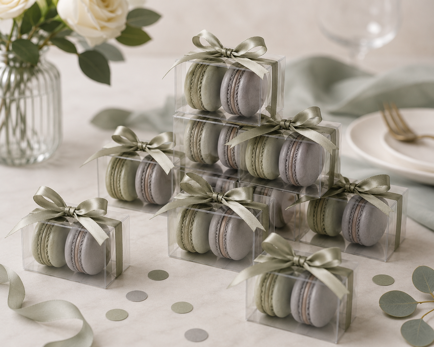 Personalized 2 Macaron Party Favor Clear Box.