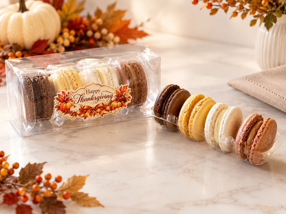 Thanksgiving Macaron Gift Box | 4 French Macarons | Fall Party Favors | Friendsgiving Gifts | Autumn Dessert Favors | Thanksgiving Treats