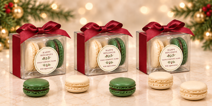 Holiday Appreciation | Personalized Macaron Favors for Corporate Parties & Client Gifts