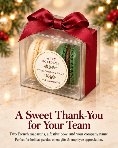 Holiday Appreciation | Personalized Macaron Favors for Corporate Parties & Client Gifts
