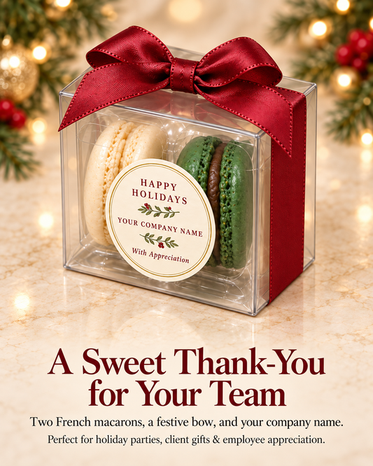 Holiday Appreciation | Personalized Macaron Favors for Corporate Parties & Client Gifts