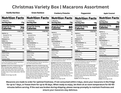 🎄 Christmas Variety Pack – 50 Fresh French Macarons (10 of Each Flavor)