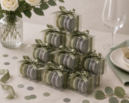 Personalized 2 Macaron Party Favor Clear Box.