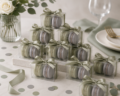 Personalized 2 Macaron Party Favor Clear Box.