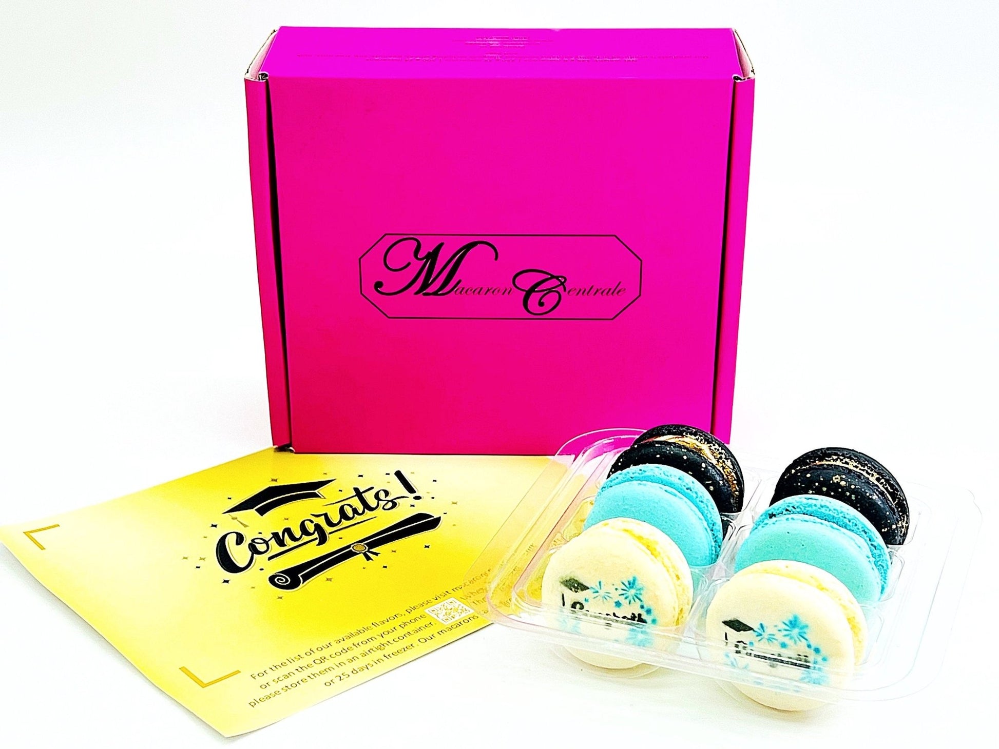 Congrats French Macaron Box (Black / Blue) | Available in 6 & 12 Pack - Macaron CentraleBlackberry6 Pack