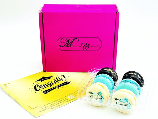 Congrats French Macaron Box (Black / Blue) | Available in 6 & 12 Pack - Macaron CentraleBlackberry6 Pack