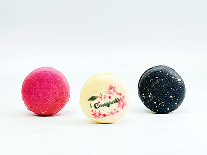Congrats French Macaron Box (Black / Pink)| Available in 6 & 12 Pack - Macaron CentraleBlackberry6 Pack