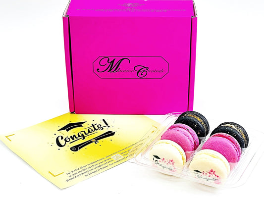 Congrats French Macaron Box (Black / Pink)| Available in 6 & 12 Pack - Macaron CentraleBlackberry6 Pack