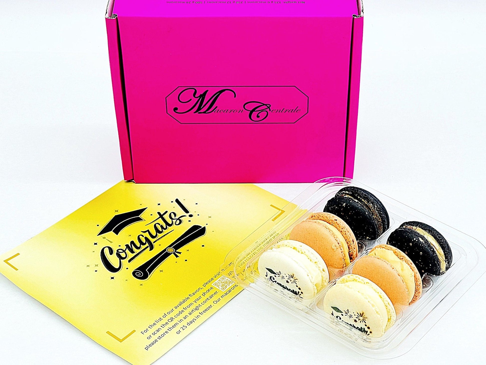 Congrats French Macaron Box (Black / Warm Brown) | Available in 6 & 12 Pack - Macaron CentraleBlackberry6 Pack