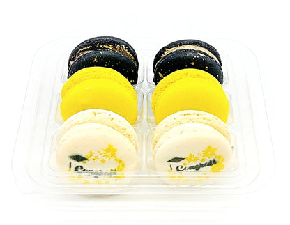 Congrats French Macaron Box (Black / Yellow) | Available in 6 & 12 Pack - Macaron CentraleBlackberry6 Pack