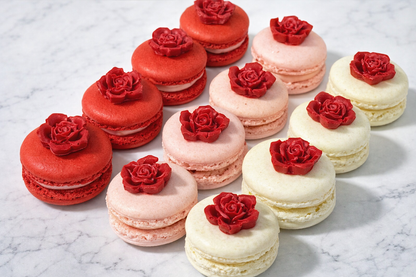 🌹 Crimson Rose Garden Macarons | Hand-Crafted Rose Charm Set